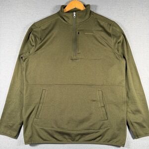 Merrell Mens Olive Green 1/4 Zip‎ Grid Fleece Pullover Jacket Size Large 1926590